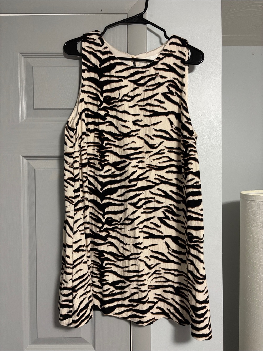 H&M Sleeveless Zebra-Print Shift Dress - Black & Cream